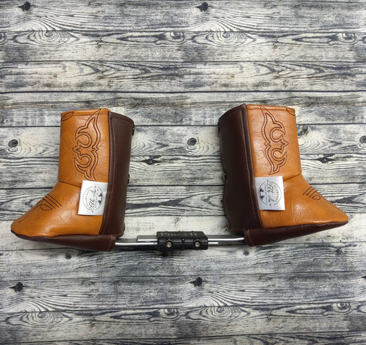 00-0 Caramel/Brown Leather & Brown Cotton + Western Embroidered Design