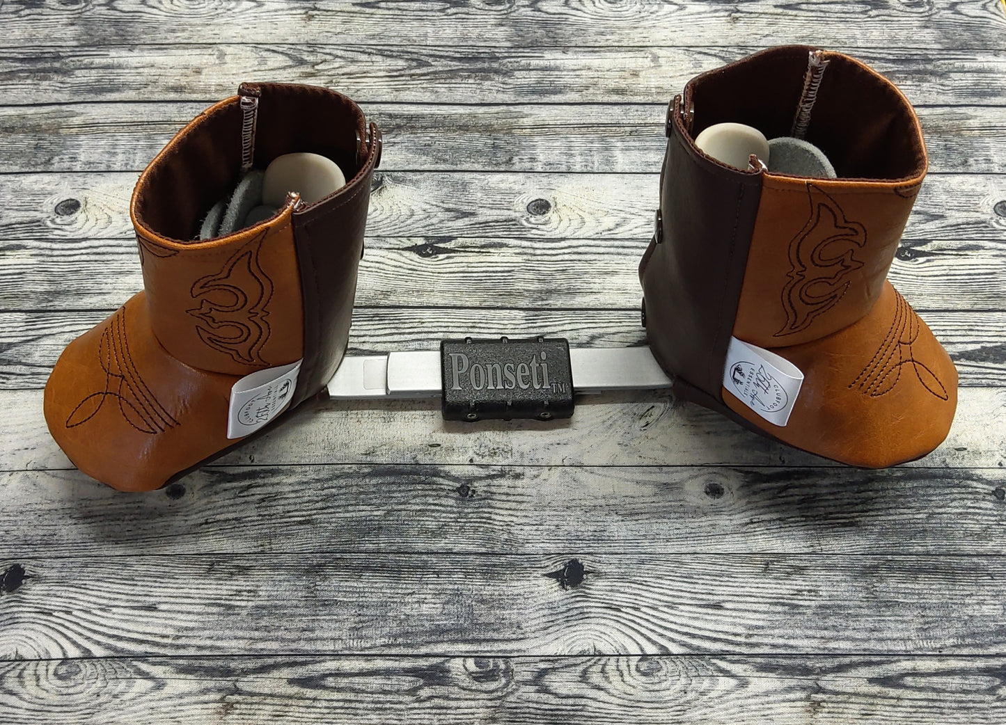 00-0 Caramel/Brown Leather & Brown Cotton + Western Embroidered Design