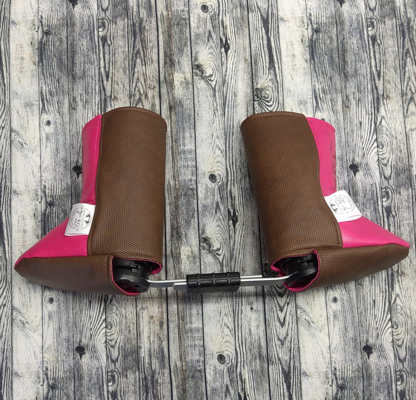 3-4 Pink/Brown Leather & Pink Cotton + Western Embroidered Design