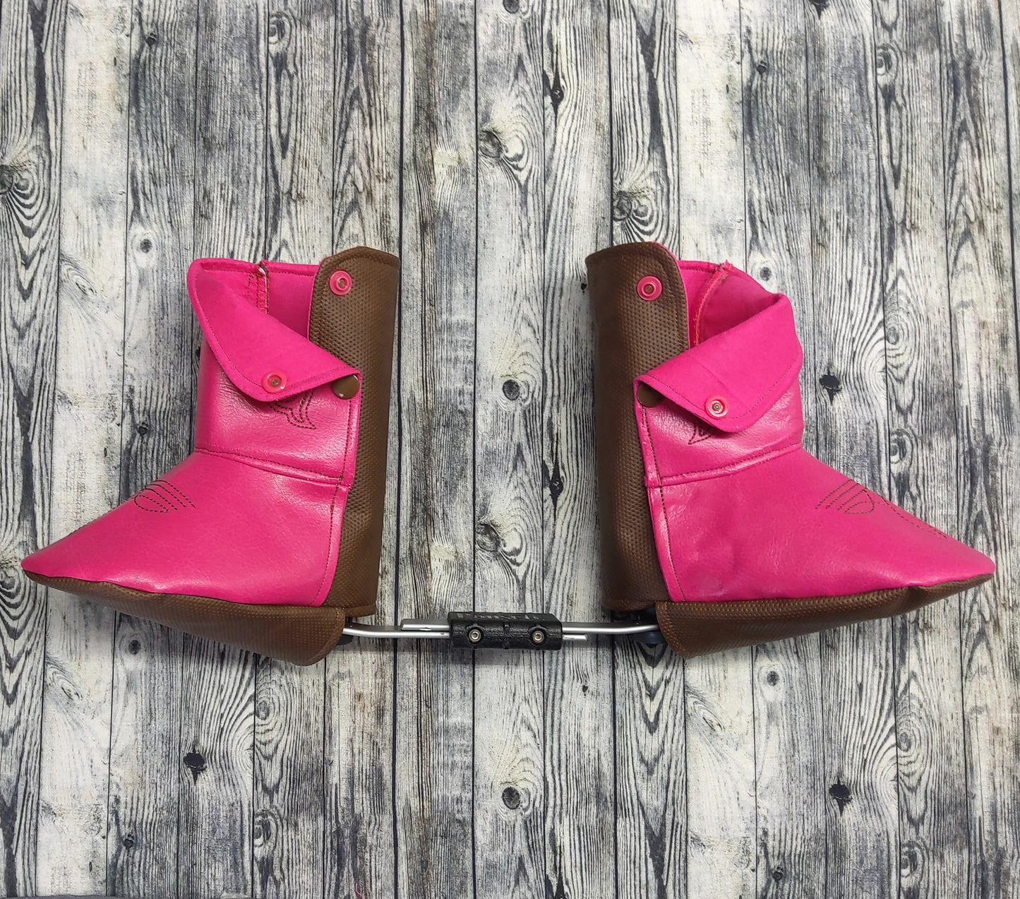 3-4 Pink/Brown Leather & Pink Cotton + Western Embroidered Design