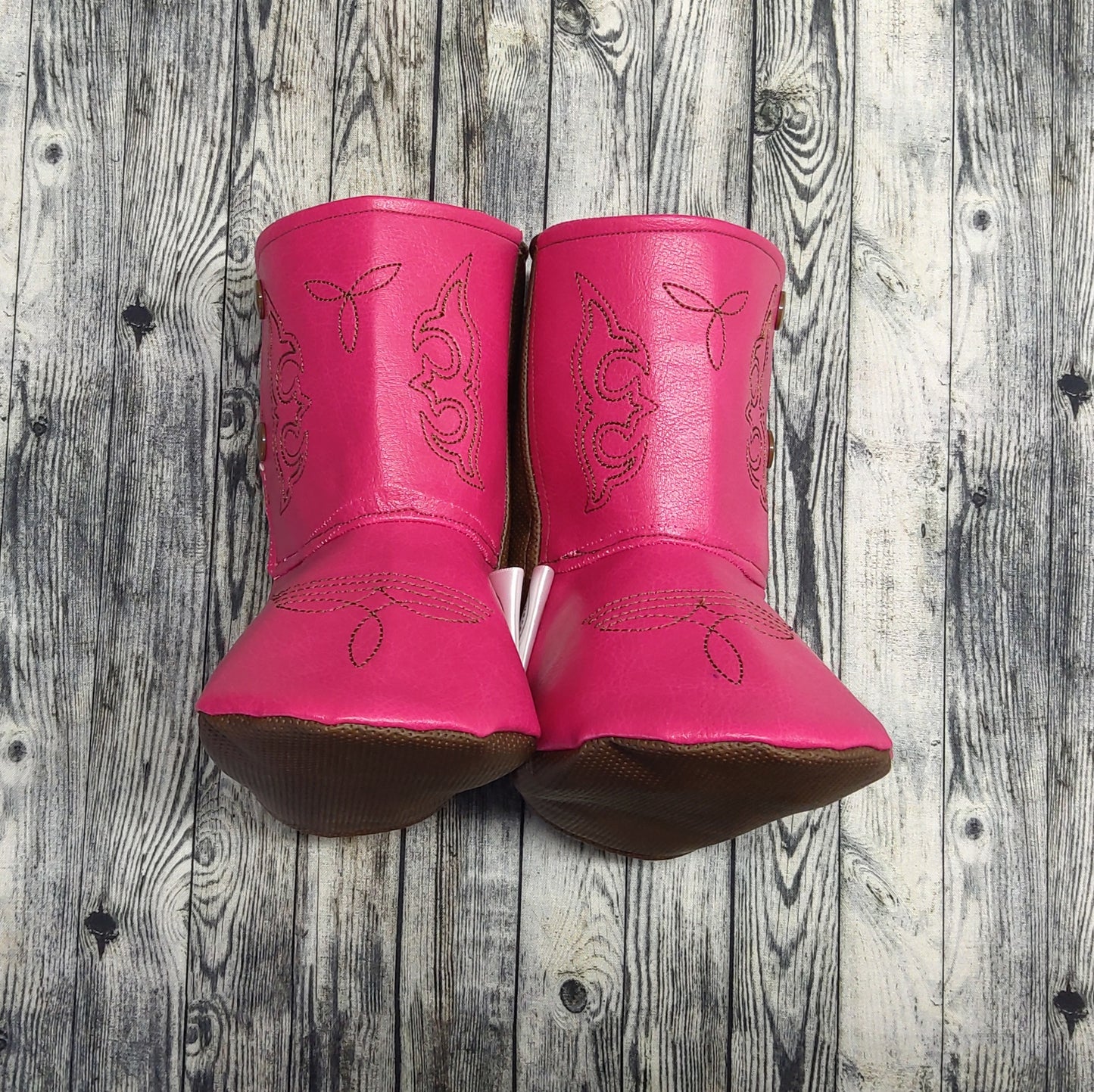 3-4 Pink/Brown Leather & Pink Cotton + Western Embroidered Design