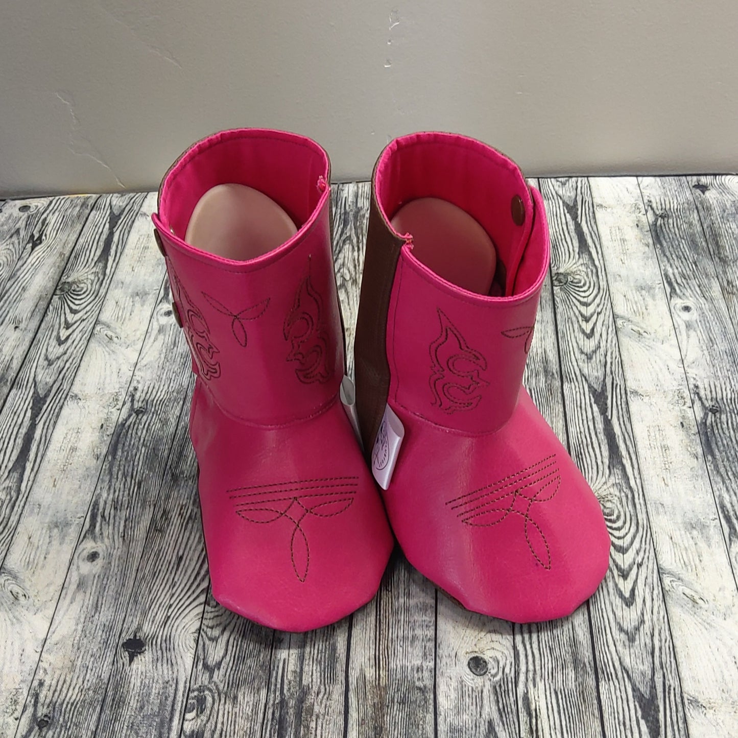 3-4 Pink/Brown Leather & Pink Cotton + Western Embroidered Design