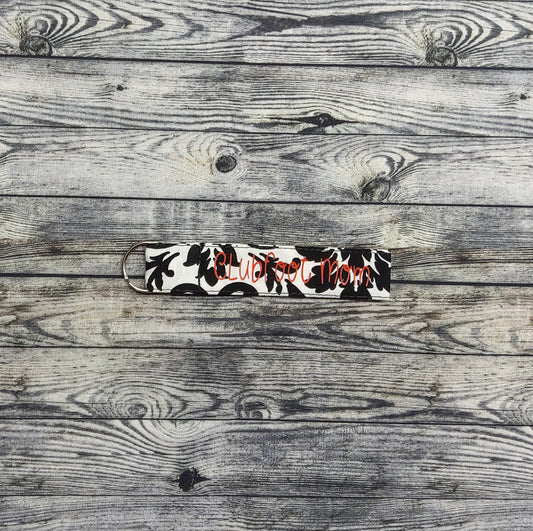 (Small) Black Floral + red "Clubfoot Mom"