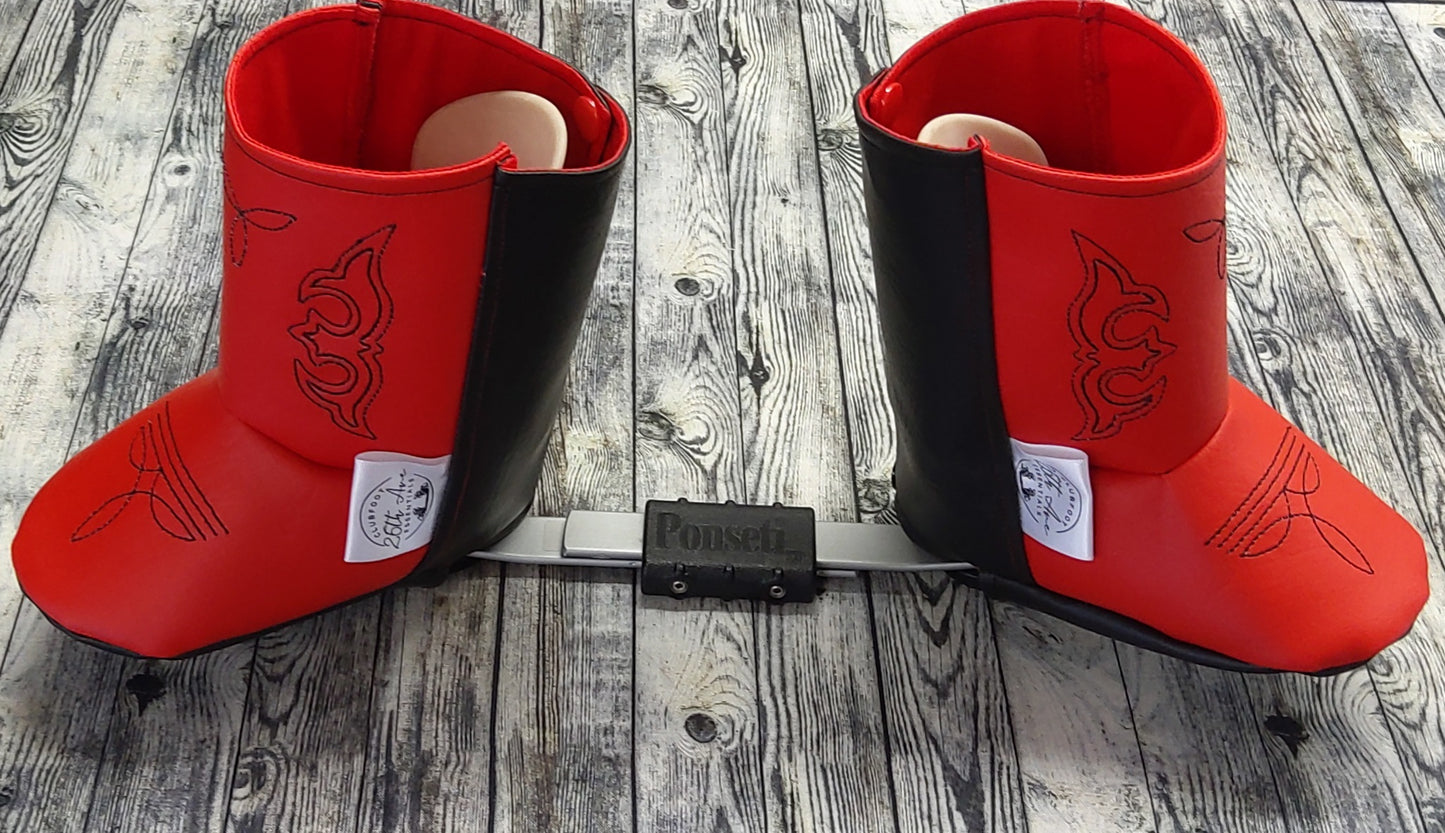 2-3 Red / Black Leather & Red Cotton + Western Embroidery design