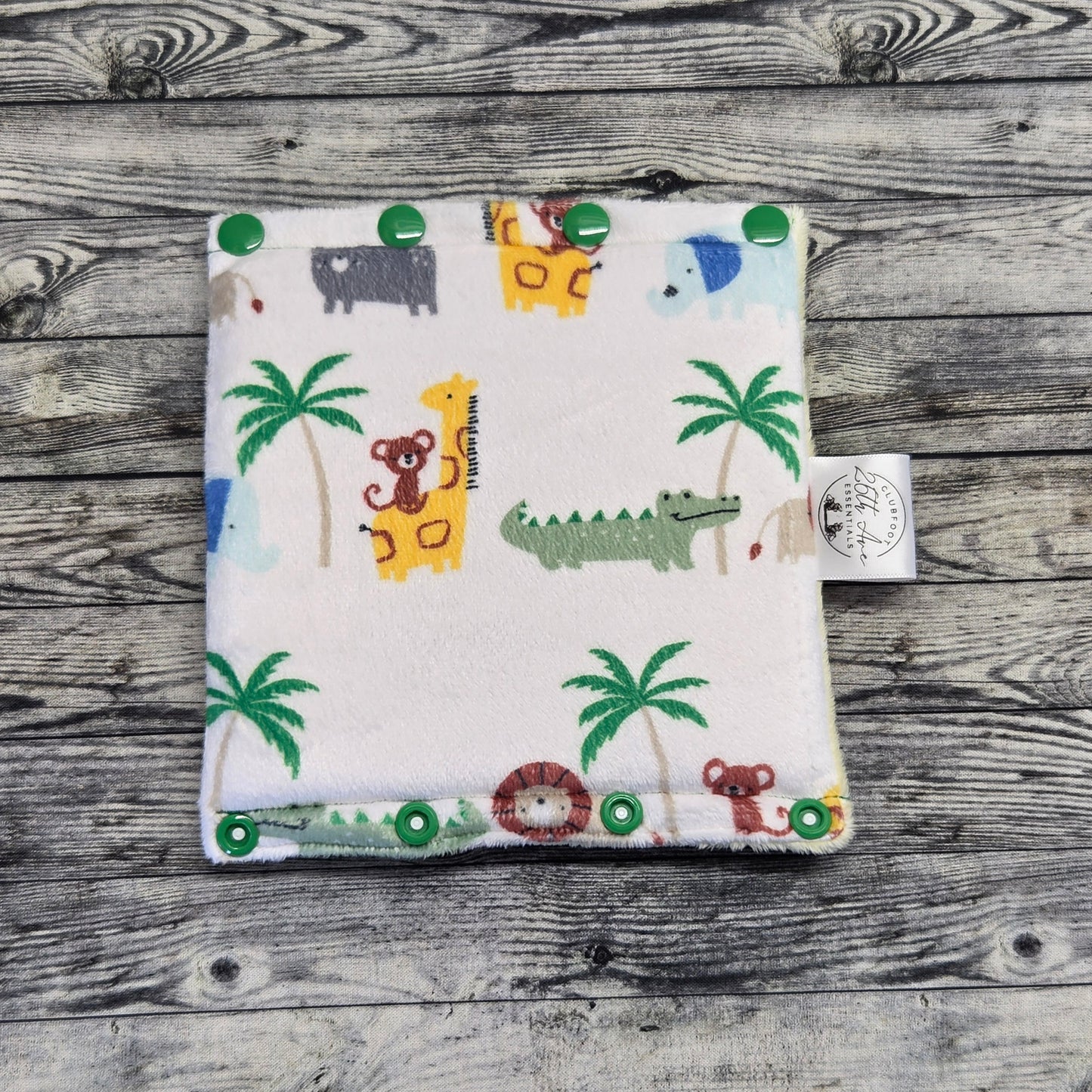 6" Baby Jungle Animals & Yellow Moon Stars Double Minky