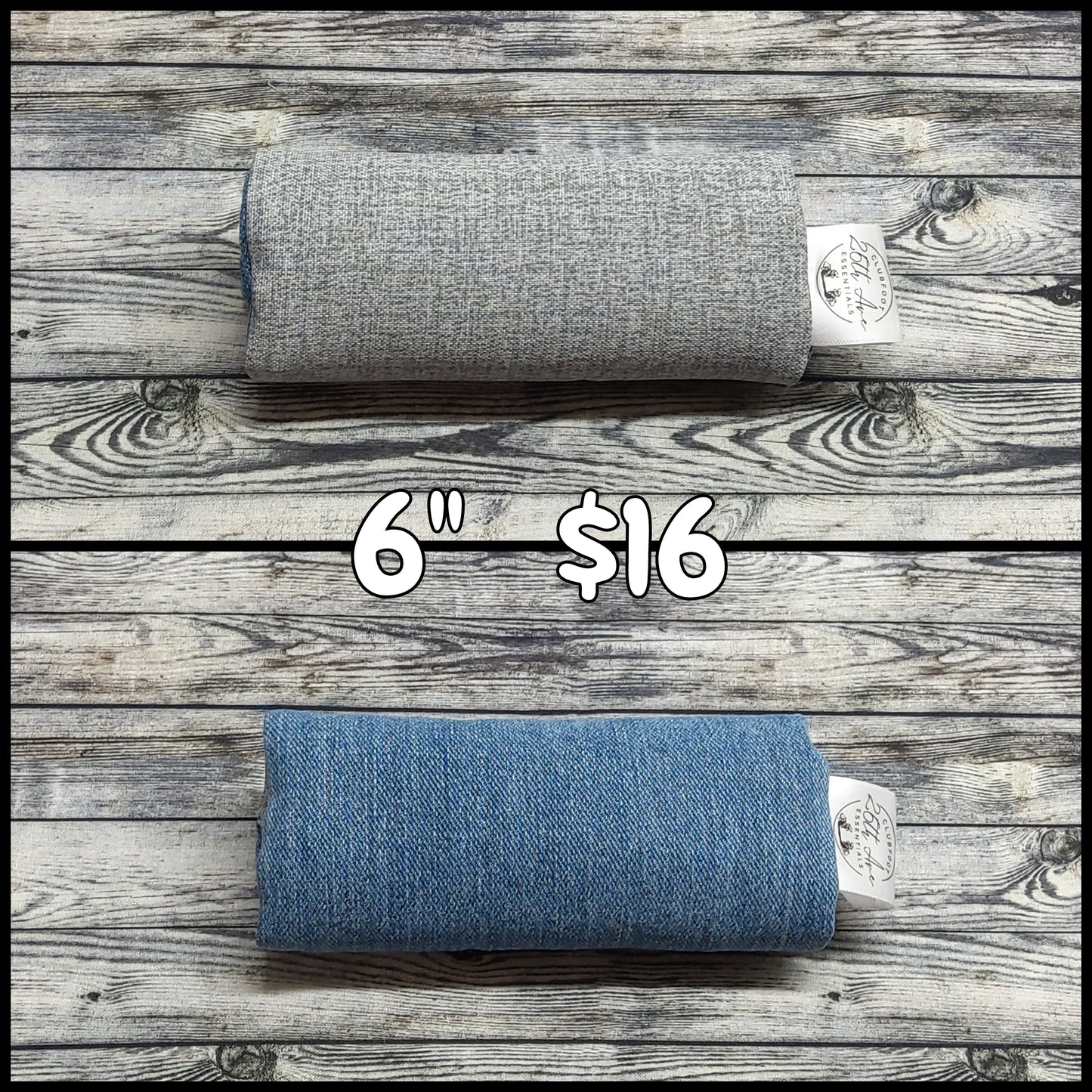 6" Grey Canvas & Light Denim