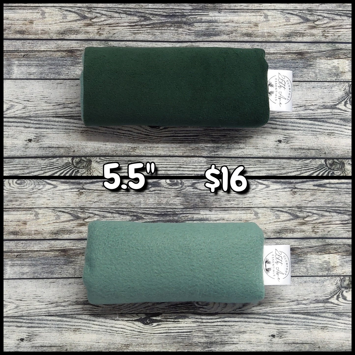 5.5" Forest Green Suede & Sage Green Fleece