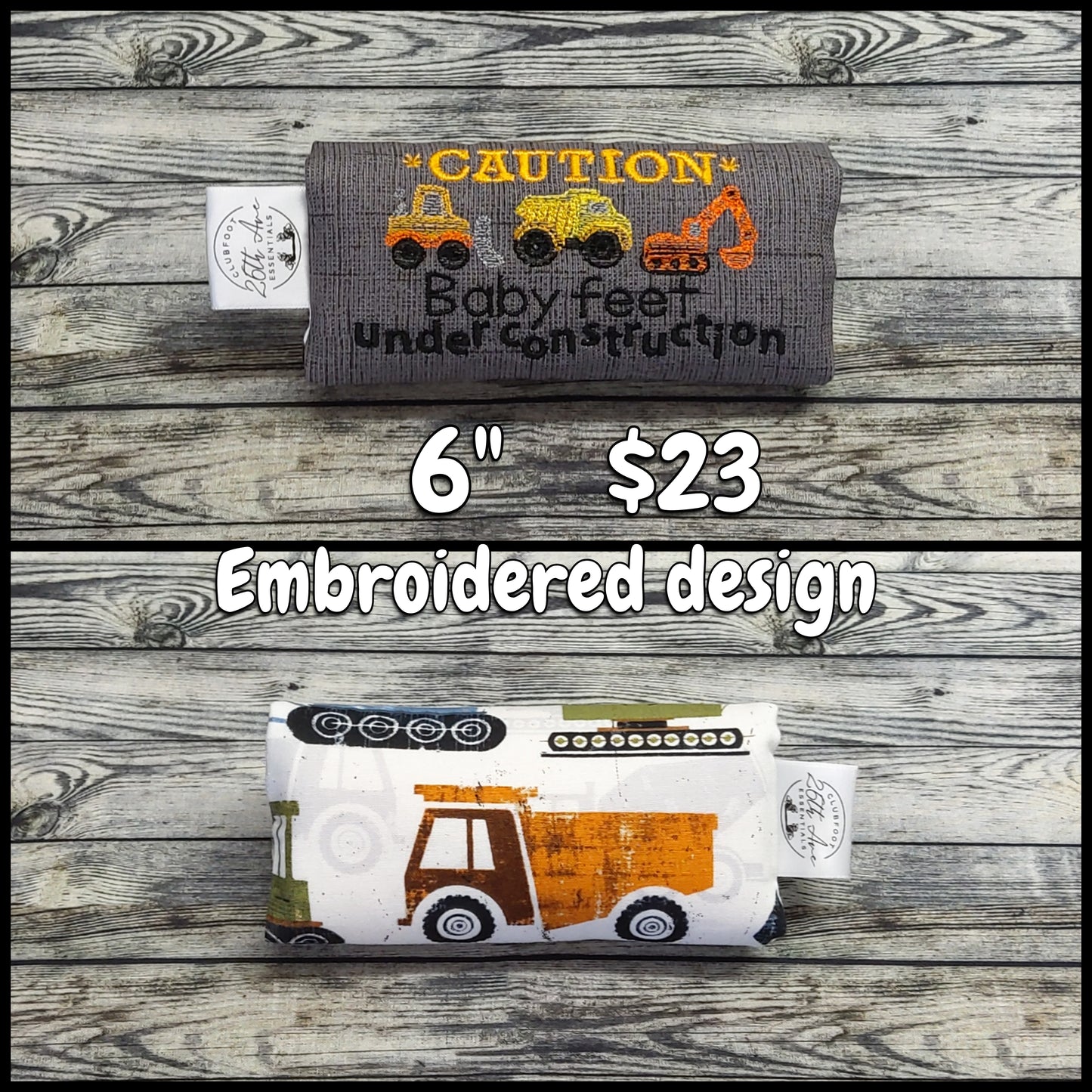 6" Construction / Charcoal Canvas + Embroidery Design