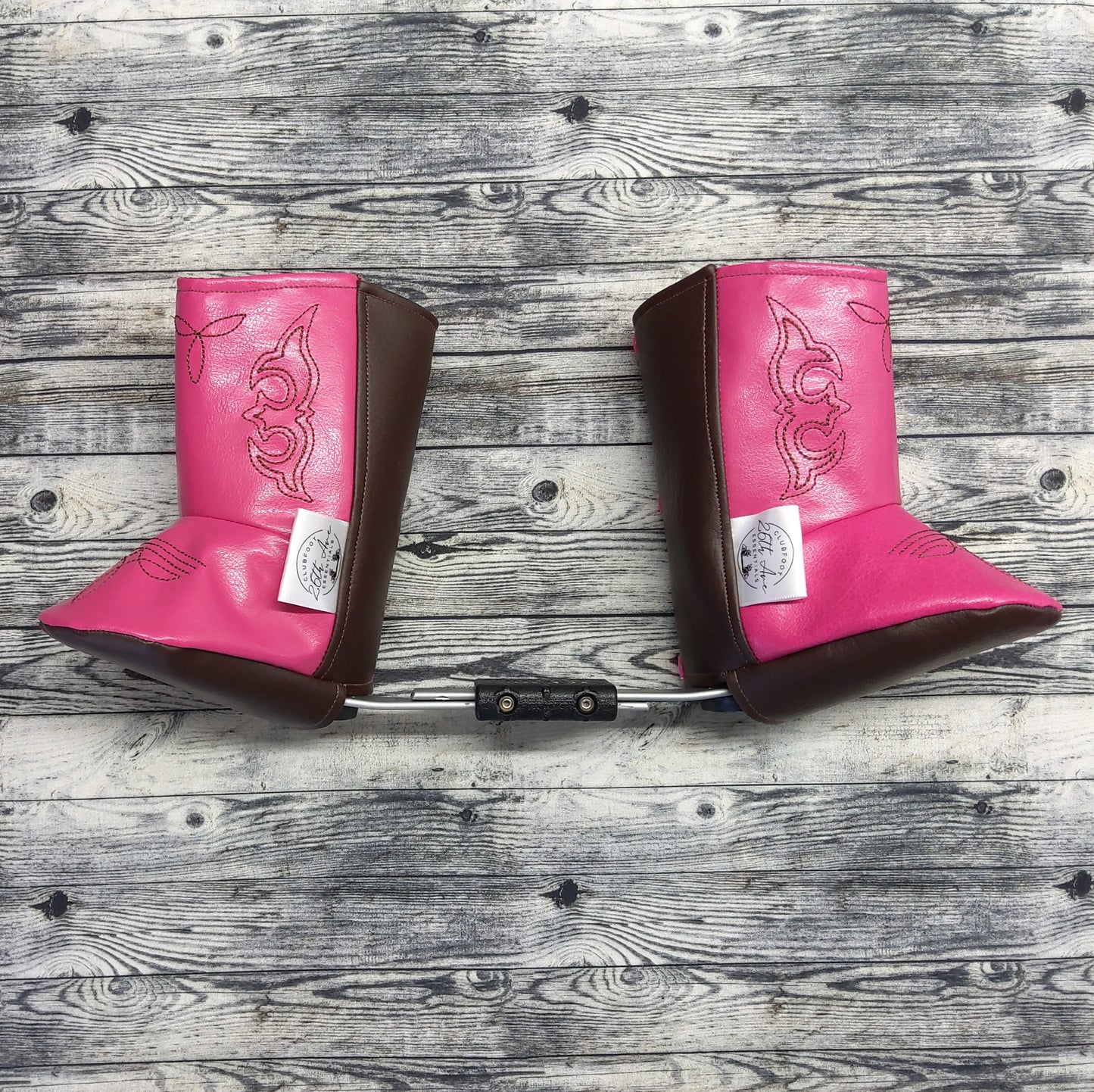 0-1 Pink/Brown Leather & Brown Cotton + Western Embroidery Design