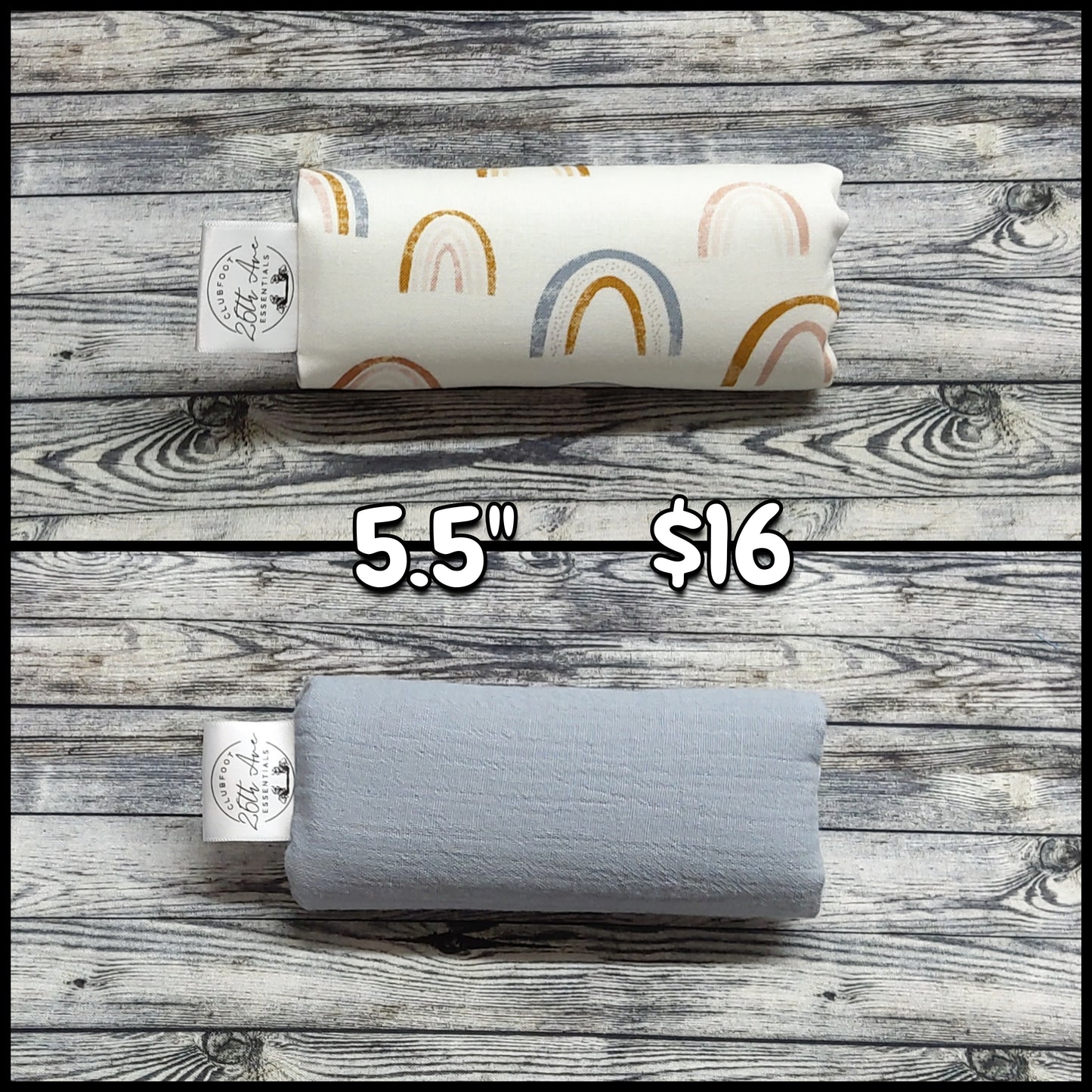 5.5" Watercolor Rainbow & Blue/Grey Muslin