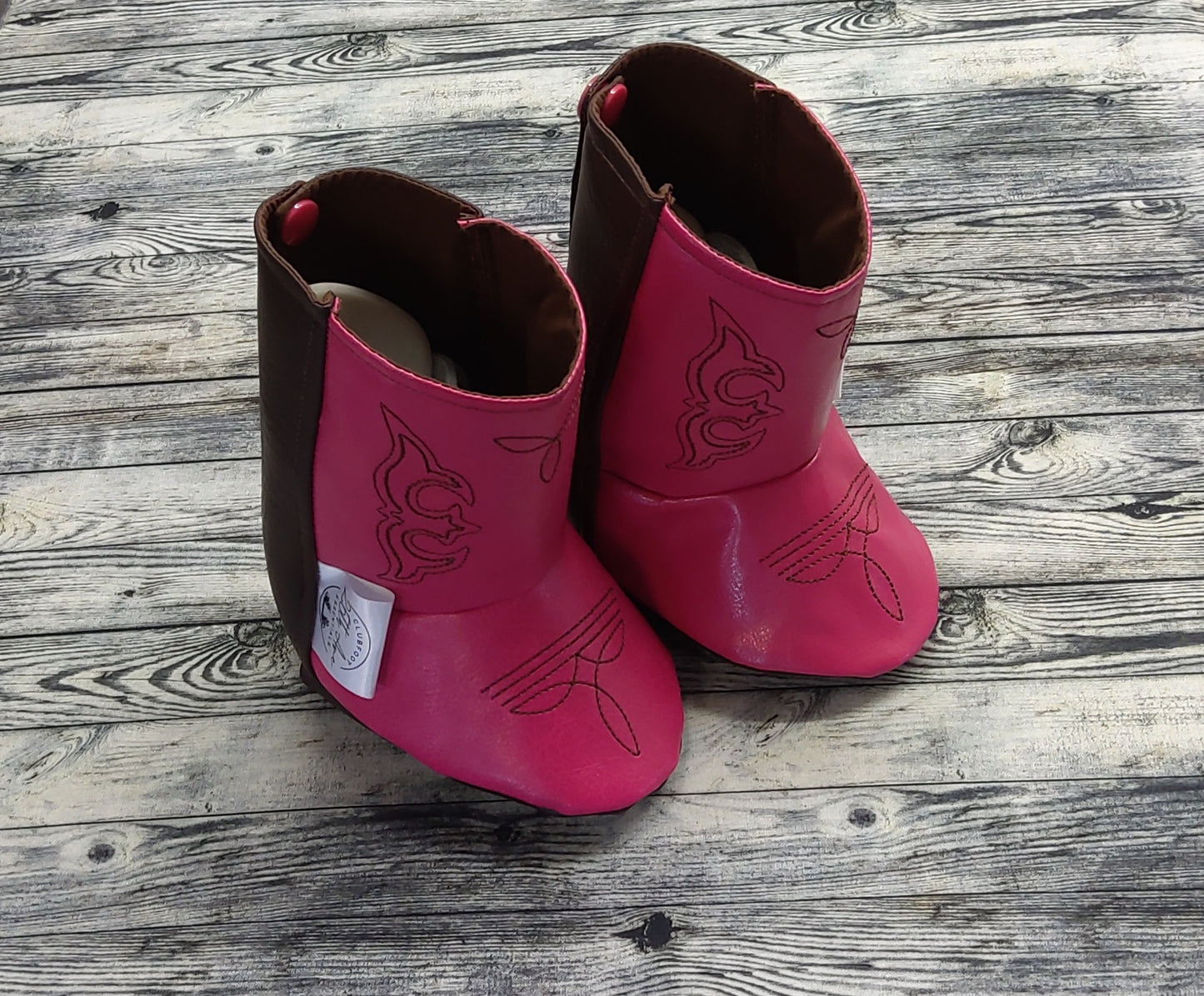 0-1 Pink/Brown Leather & Brown Cotton + Western Embroidery Design