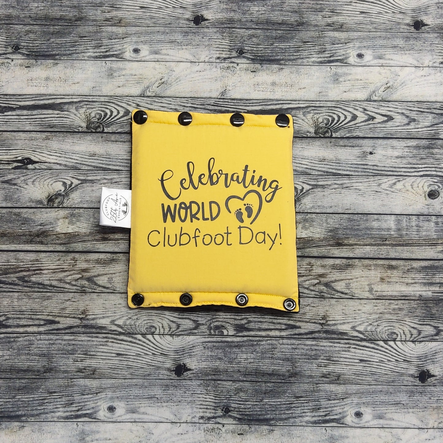 5.5" Yellow Cotton + "Celebrating World Clubfoot Day!" / Black Fleece