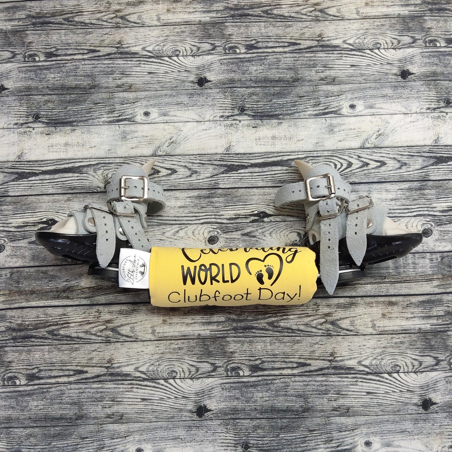 5.5" Yellow Cotton + "Celebrating World Clubfoot Day!" / Black Fleece