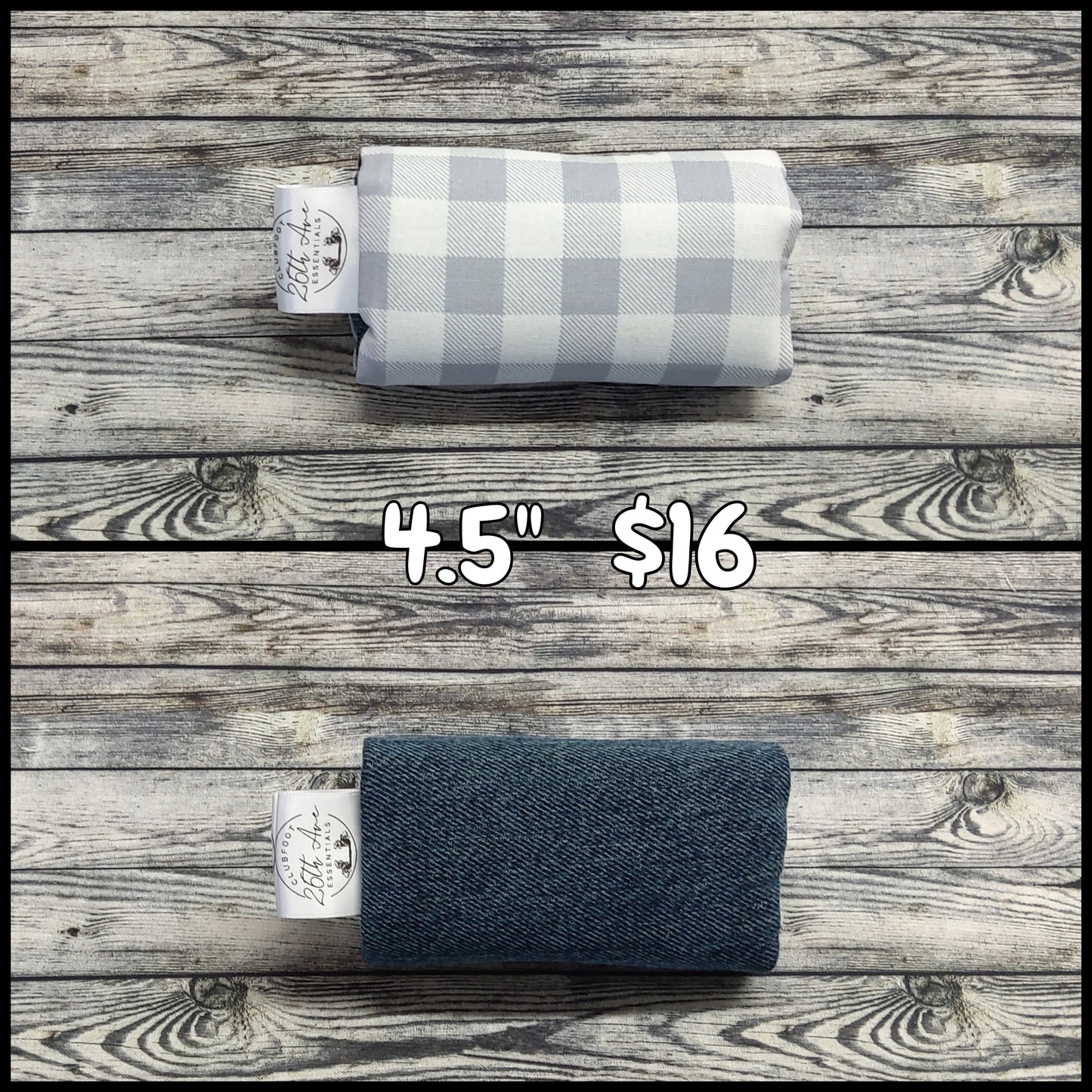 4.5" Grey/White Plaid & Dark Denim