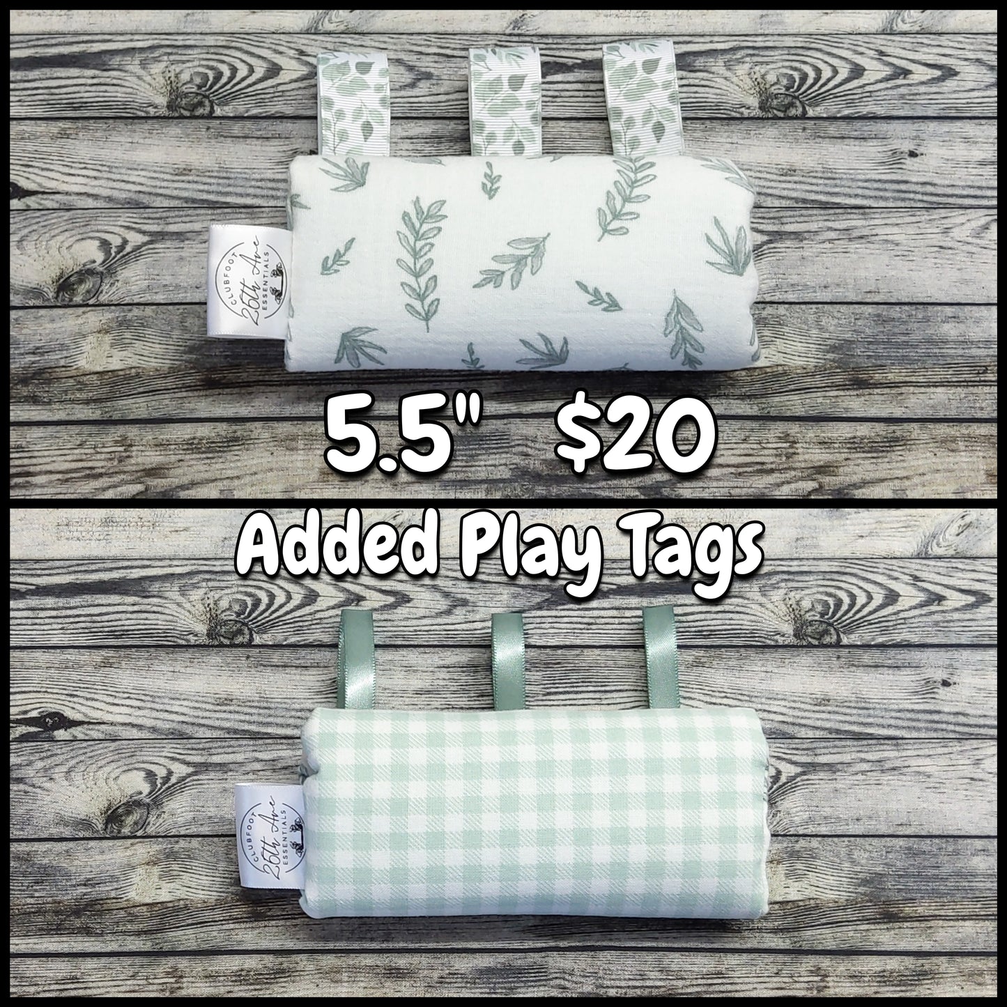 5.5" Sage Eucalyptus Leaves & Plaid + Play Tags