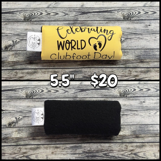 5.5" Yellow Cotton + "Celebrating World Clubfoot Day!" / Black Fleece