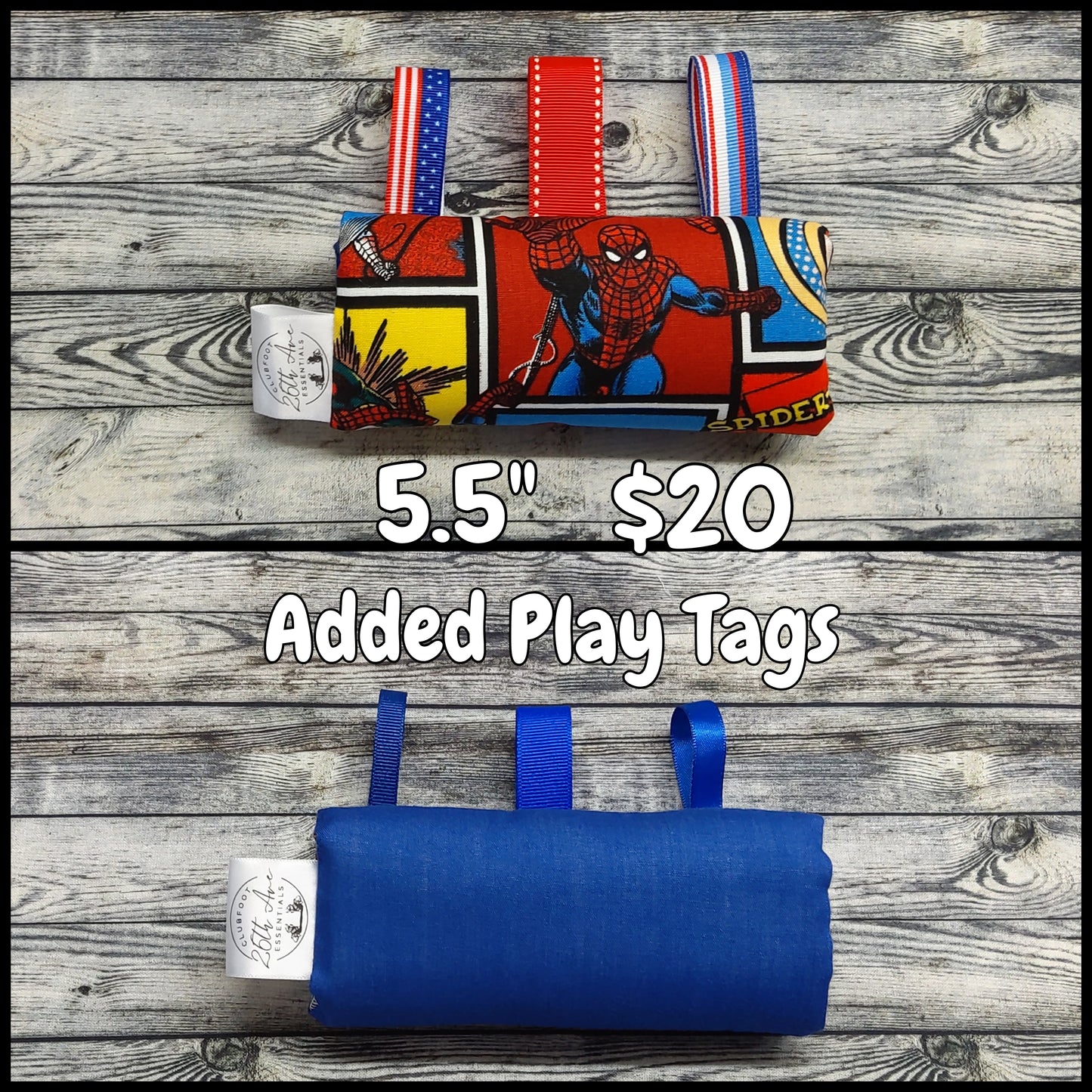 5.5" Spiderman & Royal Blue Cotton + Play Tags
