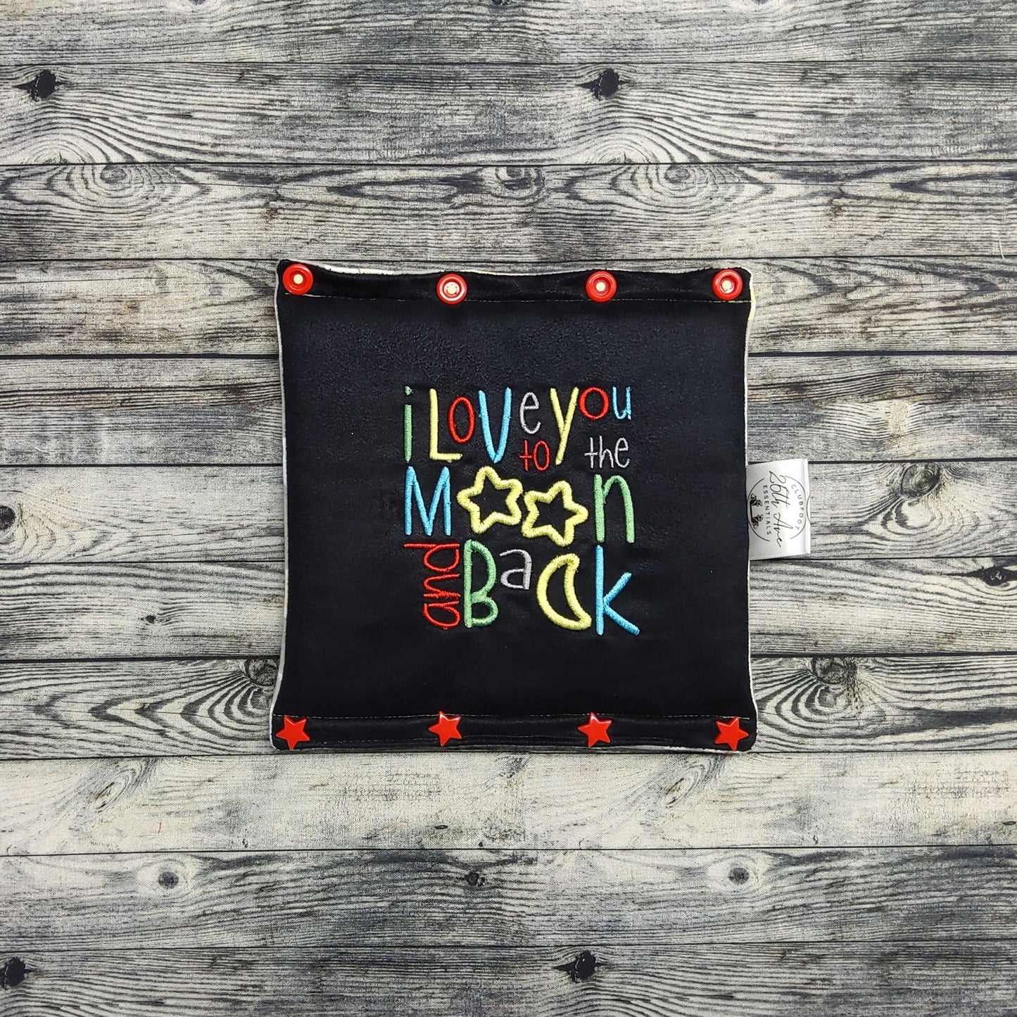 6.5" Black Suede + "I love you to the moon & back" Embroidery Design & Yellow Elephant Knit