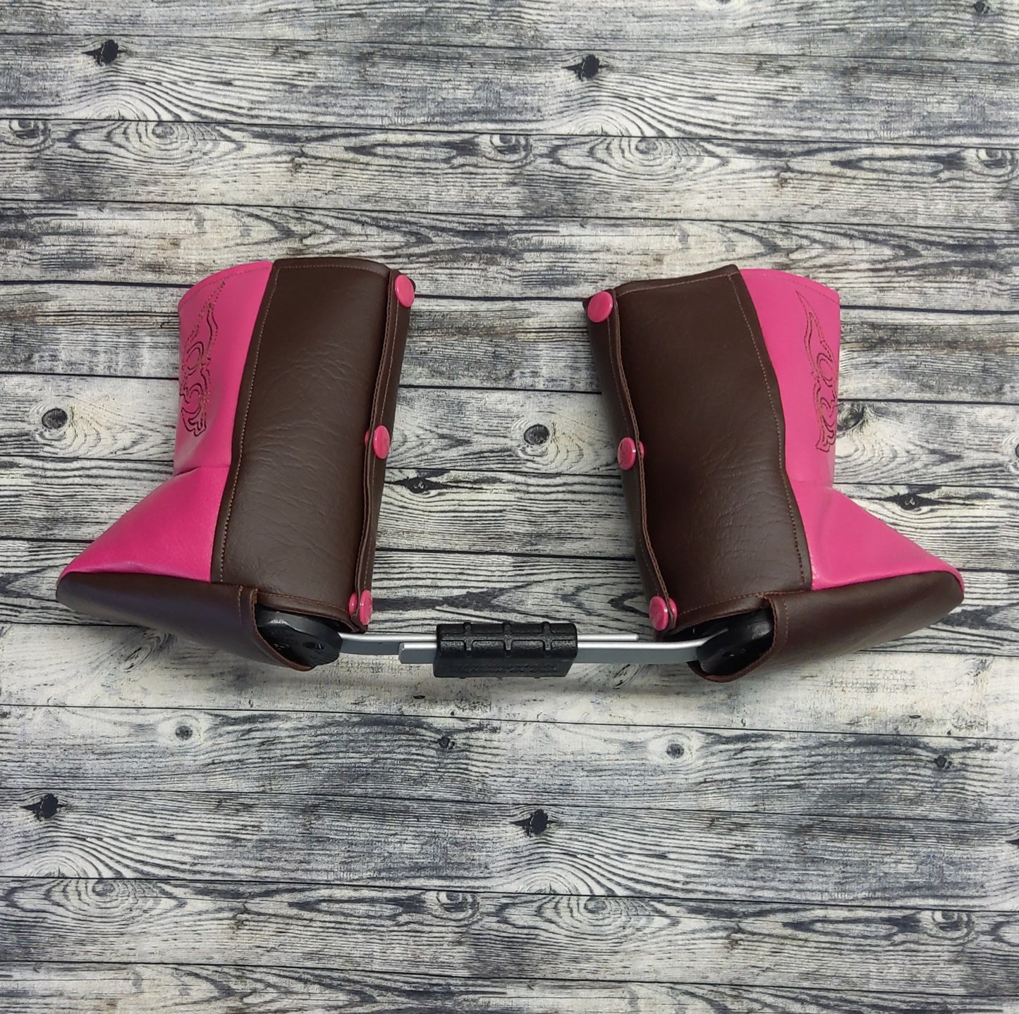 0-1 Pink/Brown Leather & Brown Cotton + Western Embroidery Design