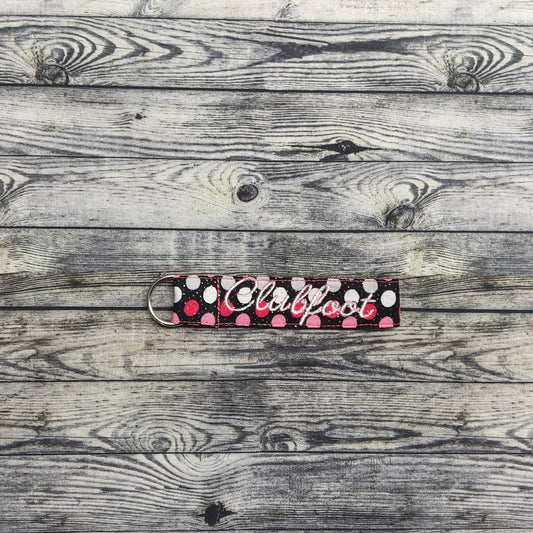 (Small) Pink & Black Dots + "Clubfoot"