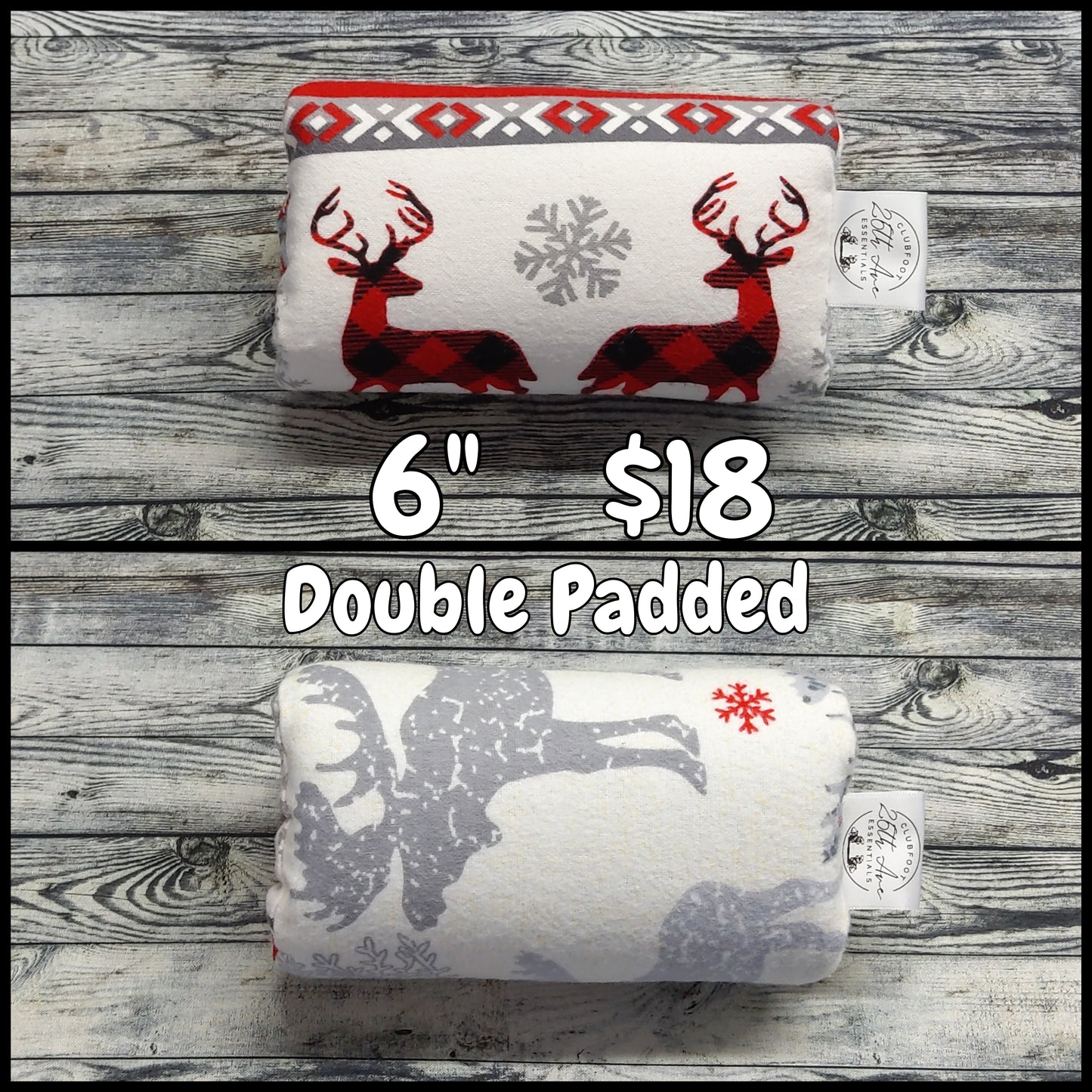 6" Winter Deer & Moose Flannel + extra padding