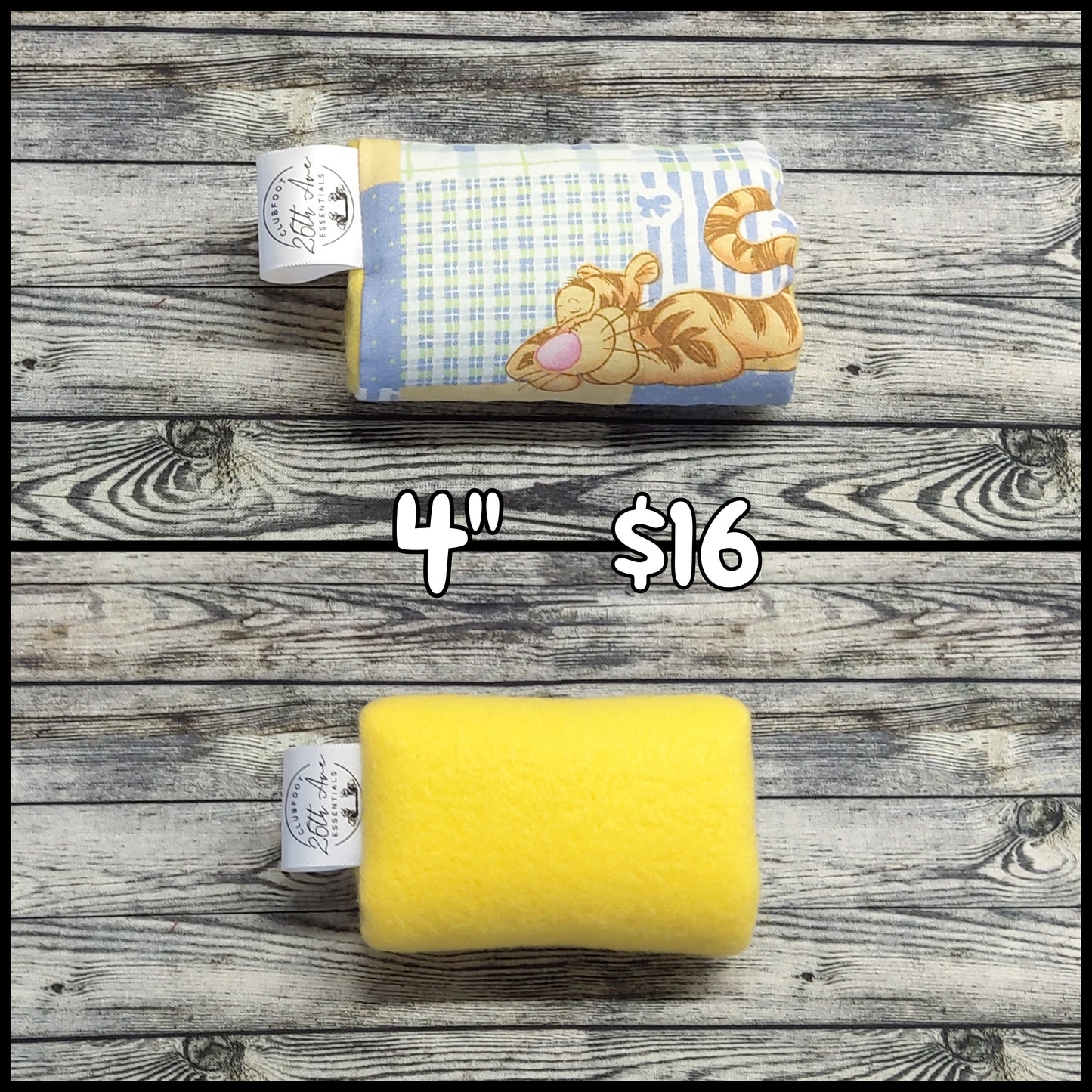 4" Sleepy Tiger & Yellow Fleece