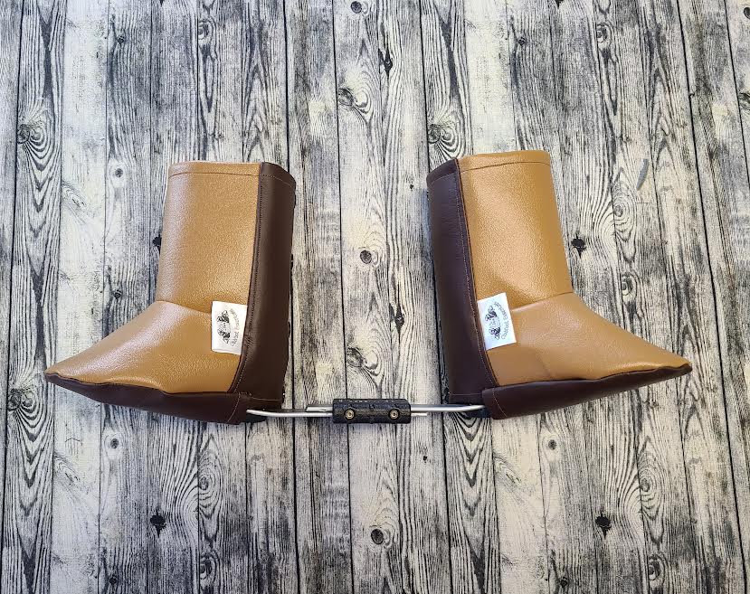 2-3 Brown/Caramel Leather & Black Cotton