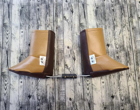 2-3 Brown/Caramel Leather & Black Cotton