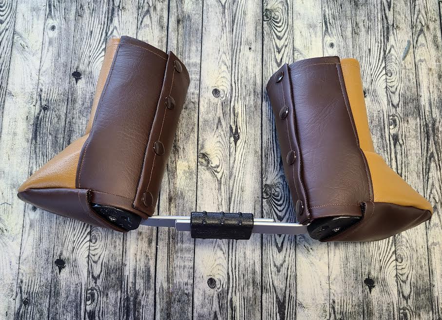 2-3 Brown/Caramel Leather & Black Cotton