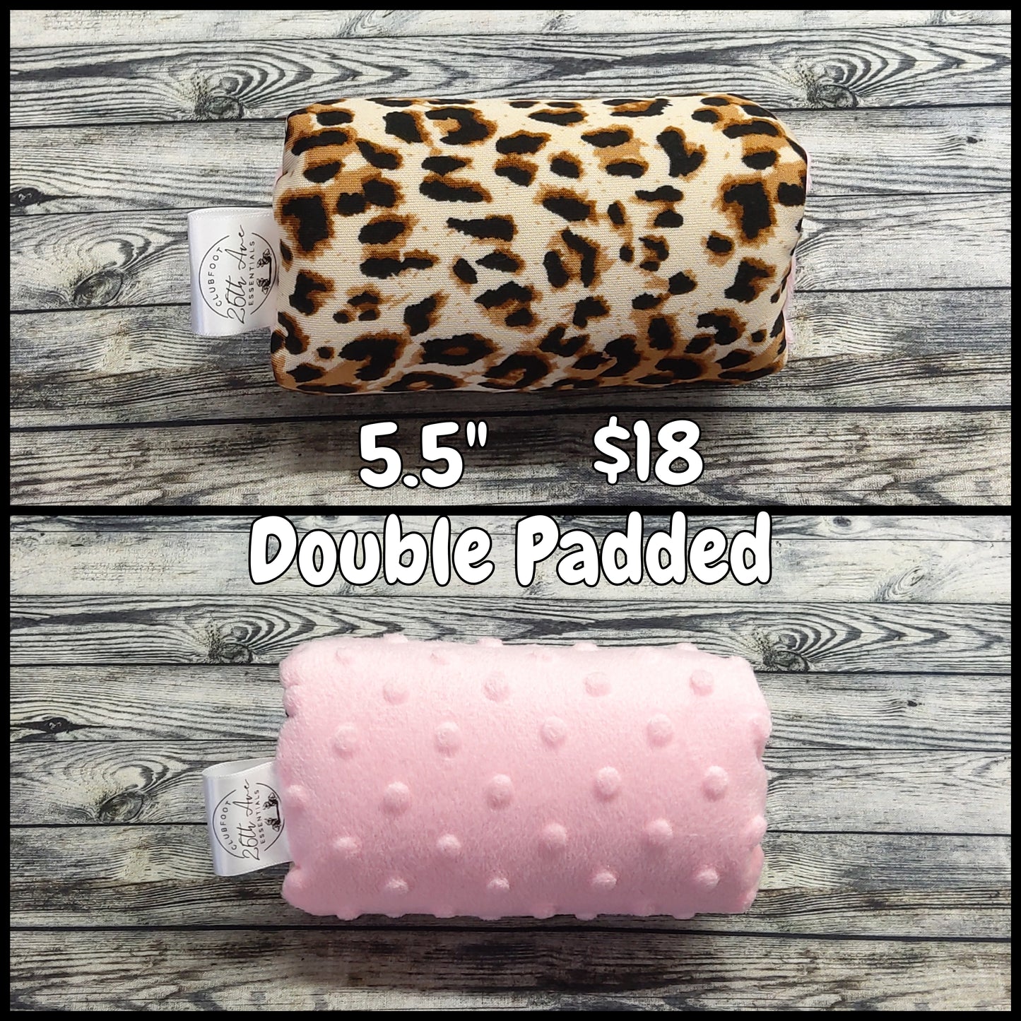 5.5" Cheetah Print & Light Pink Minky + extra padding