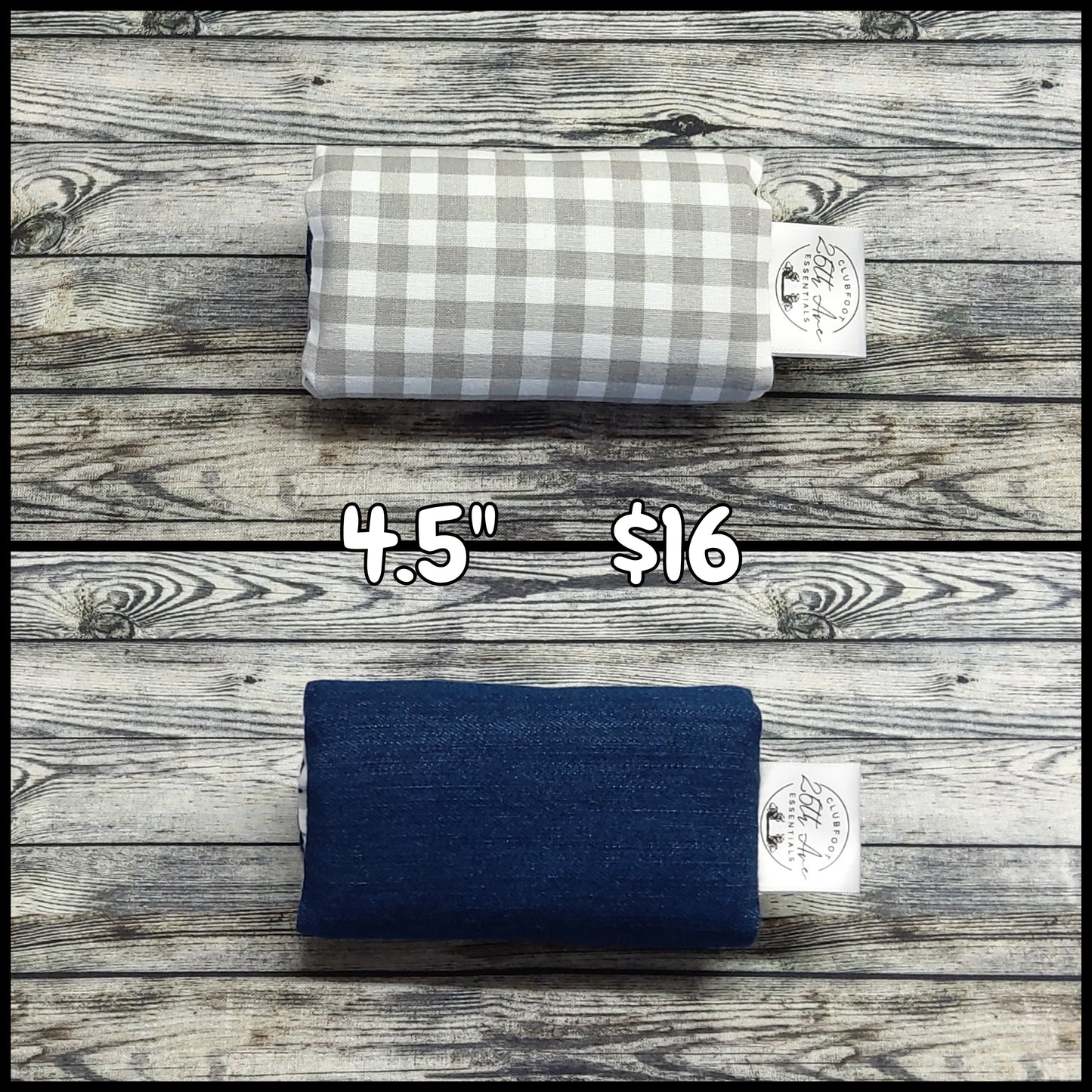 4.5" Grey/White Plaid & Dark Denim