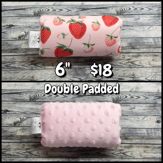 6" Strawberries & Light Pink Minky + extra padding