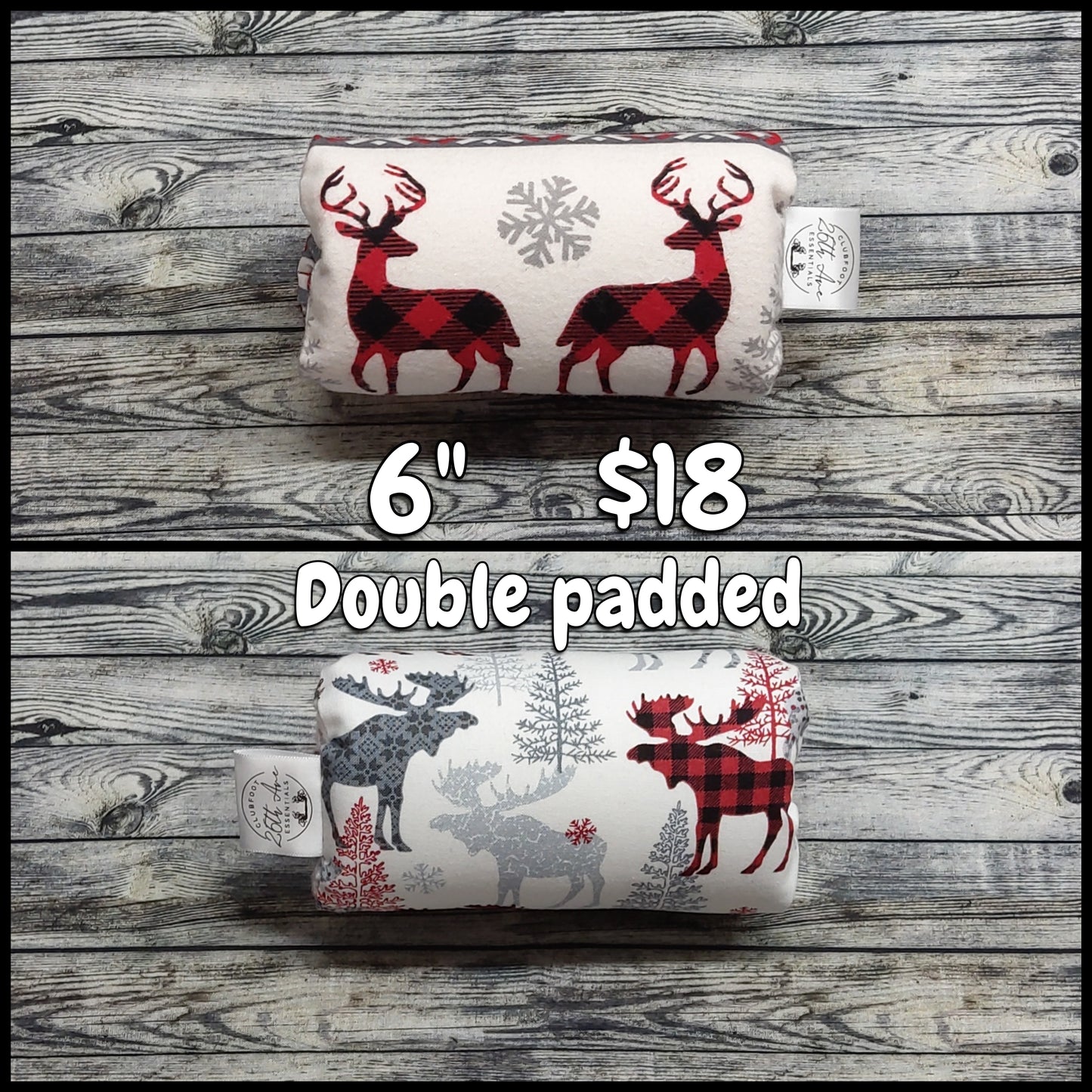 6" Winter Deer & Moose Flannel + extra padding