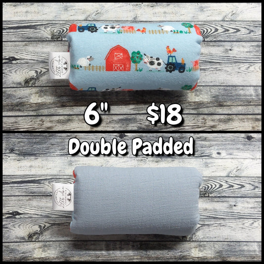 6" Farm Animals Flannel & Grey/Blue Muslin + extra padding