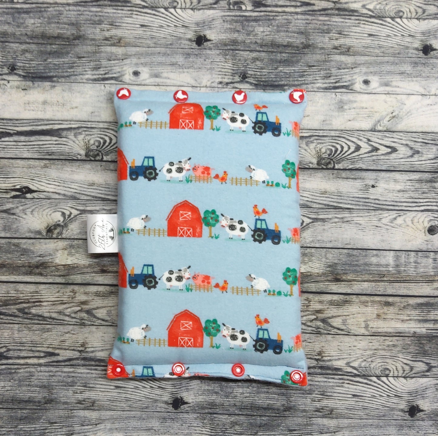 6" Farm Animals Flannel & Grey/Blue Muslin + extra padding