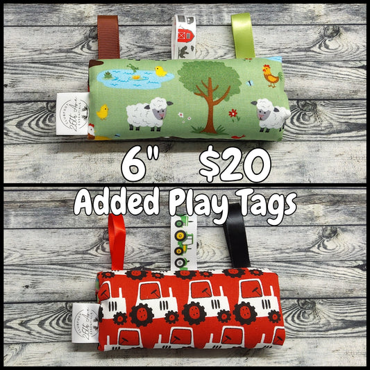6" Baby Farm Animals & Tractors on Red + Play Tags