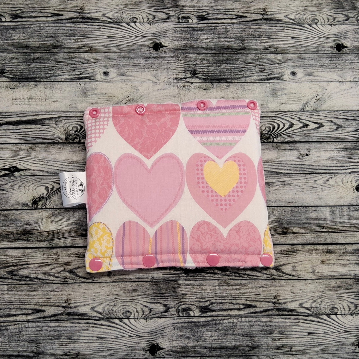 7" Pink Stitched Hearts & Light Pink Minky