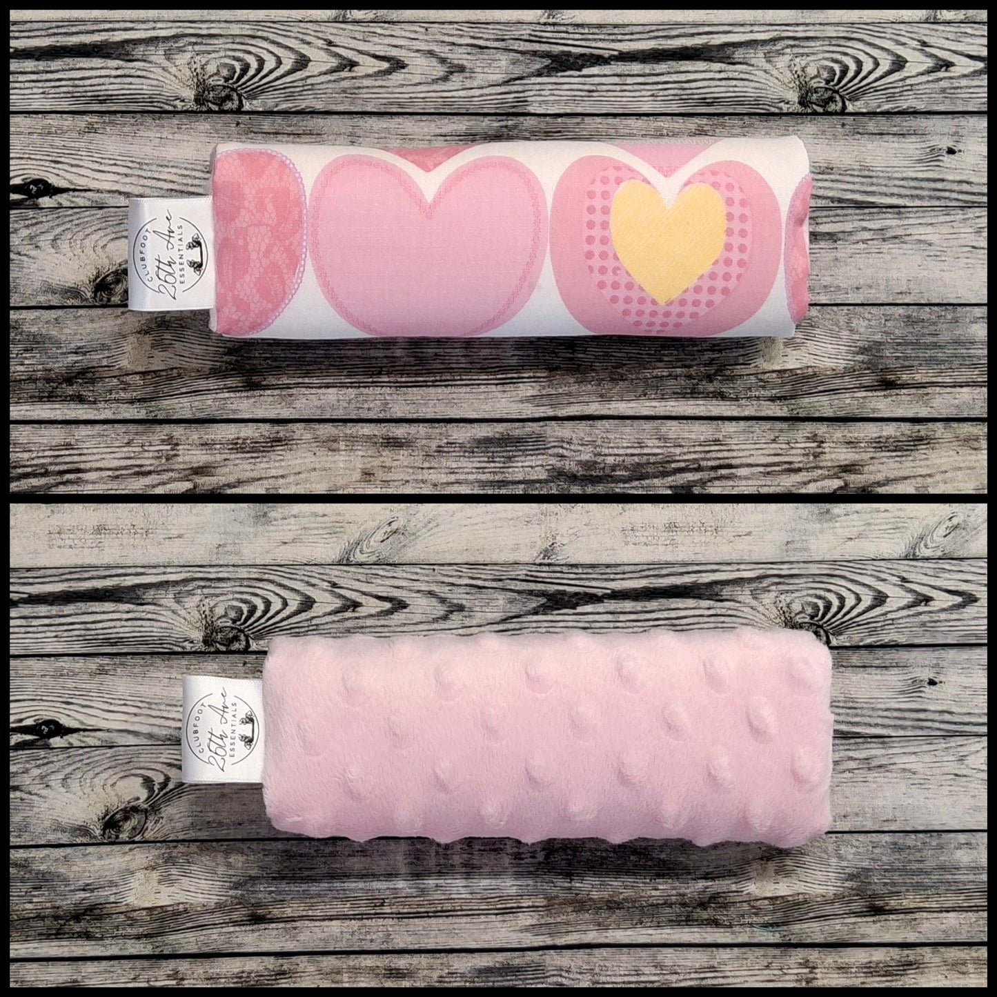 7" Pink Stitched Hearts & Light Pink Minky