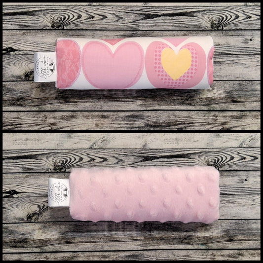 7" Pink Stitched Hearts & Light Pink Minky