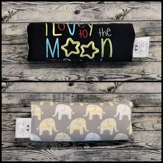 6.5" Black Suede + "I love you to the moon & back" Embroidery Design & Yellow Elephant Knit