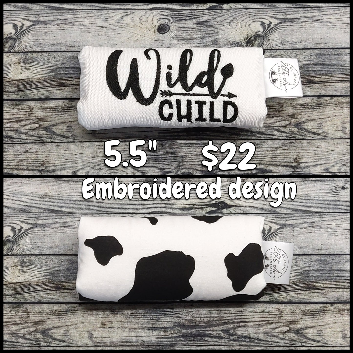 5.5" Wild Child embroidery & Cow Print
