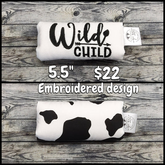 5.5" Wild Child embroidery & Cow Print