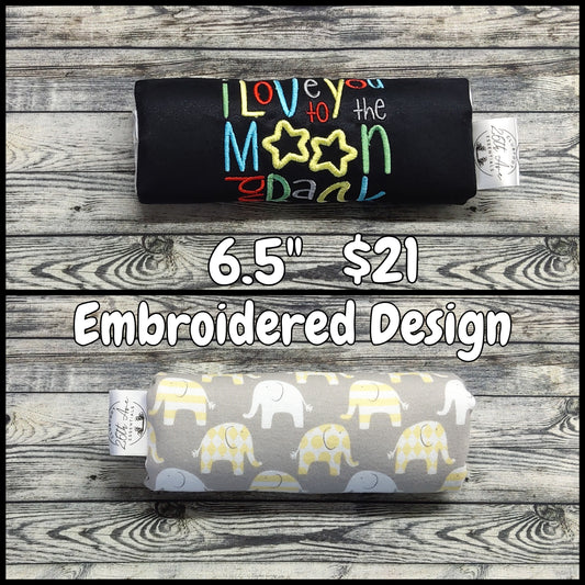 6.5" Black Suede + "I love you to the moon & back" Embroidery Design & Yellow Elephant Knit
