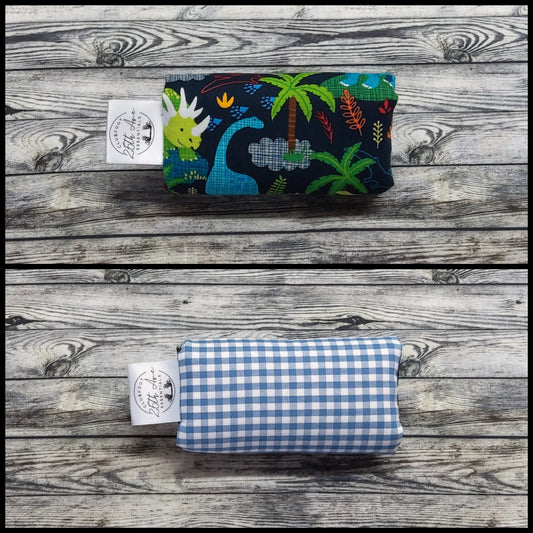 4.5" Dinosaurs & Blue Plaid