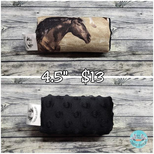4.5" Horse & Black Minky