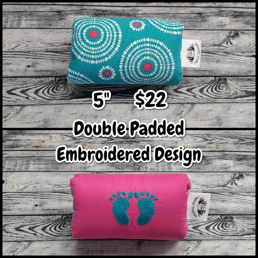 5" Pink & Teal Circles & Embroidered Baby Feet + extra padding