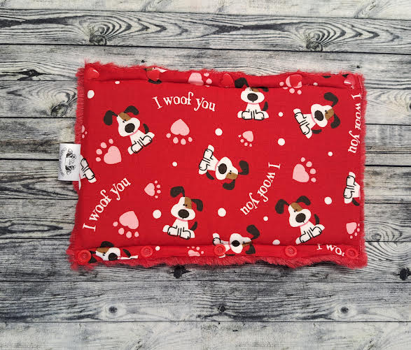 I Woof You Pups & Red Faux Fur (10")