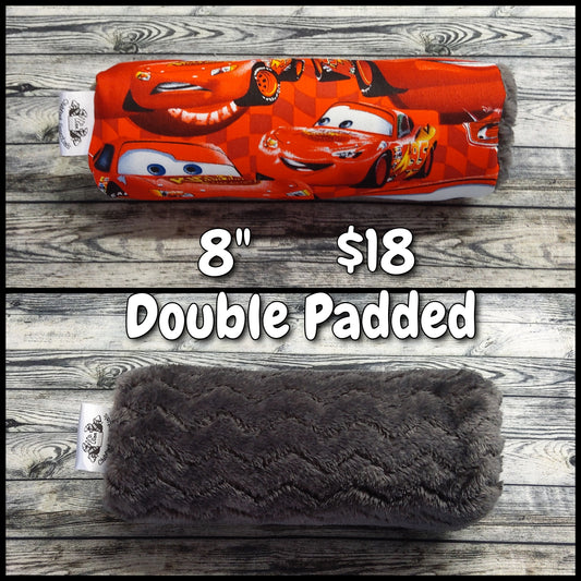 8" Red Racecar & Charcoal Chevron Faux Fur + extra padding